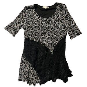 Y2K Feratelli Women's M Blouse Crochet Boho Whimsigoth Fairy Patchwork Lagenlook